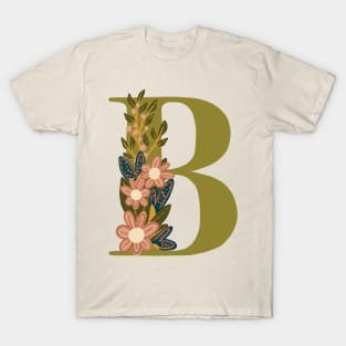 Floral Monogram Letter B T-Shirt